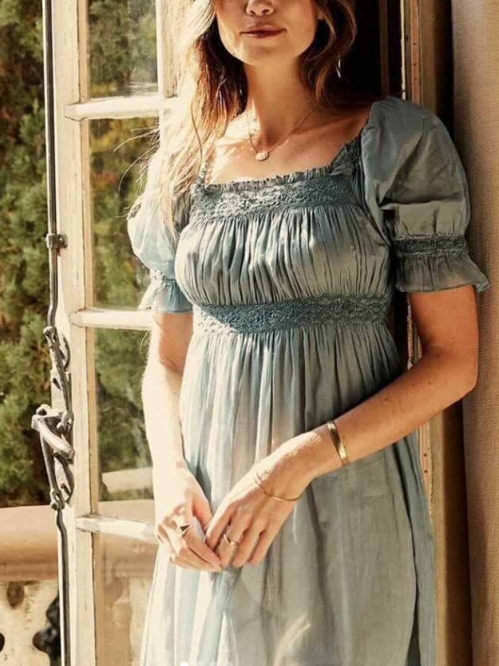 Dôen Eclipse Cotton Nightgown Dress in Pond Size XXS